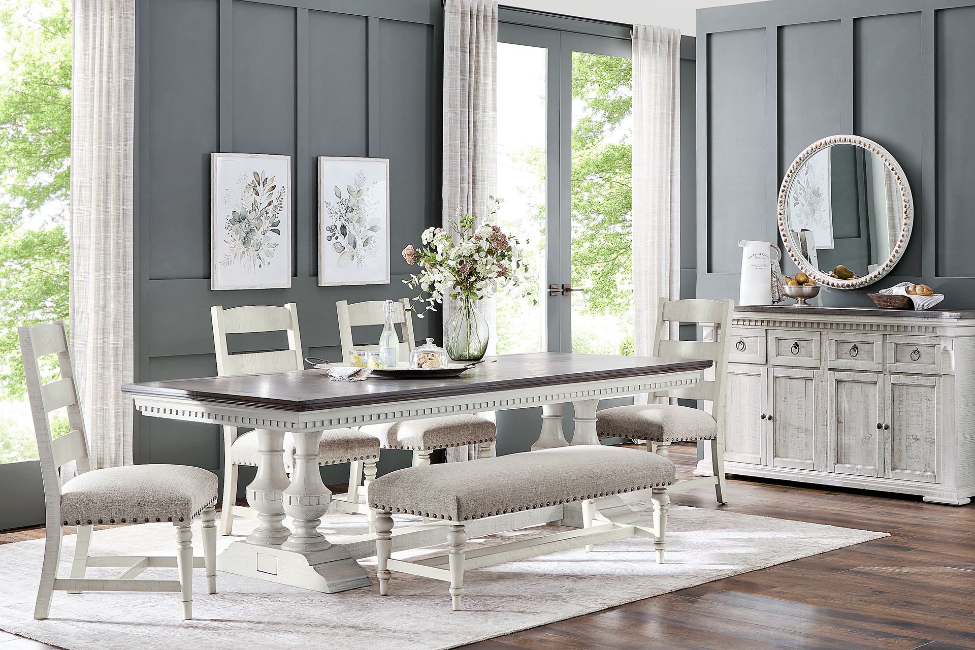 Crestwell Manor White 6 Pc 101 in. Dining Room - Image 1