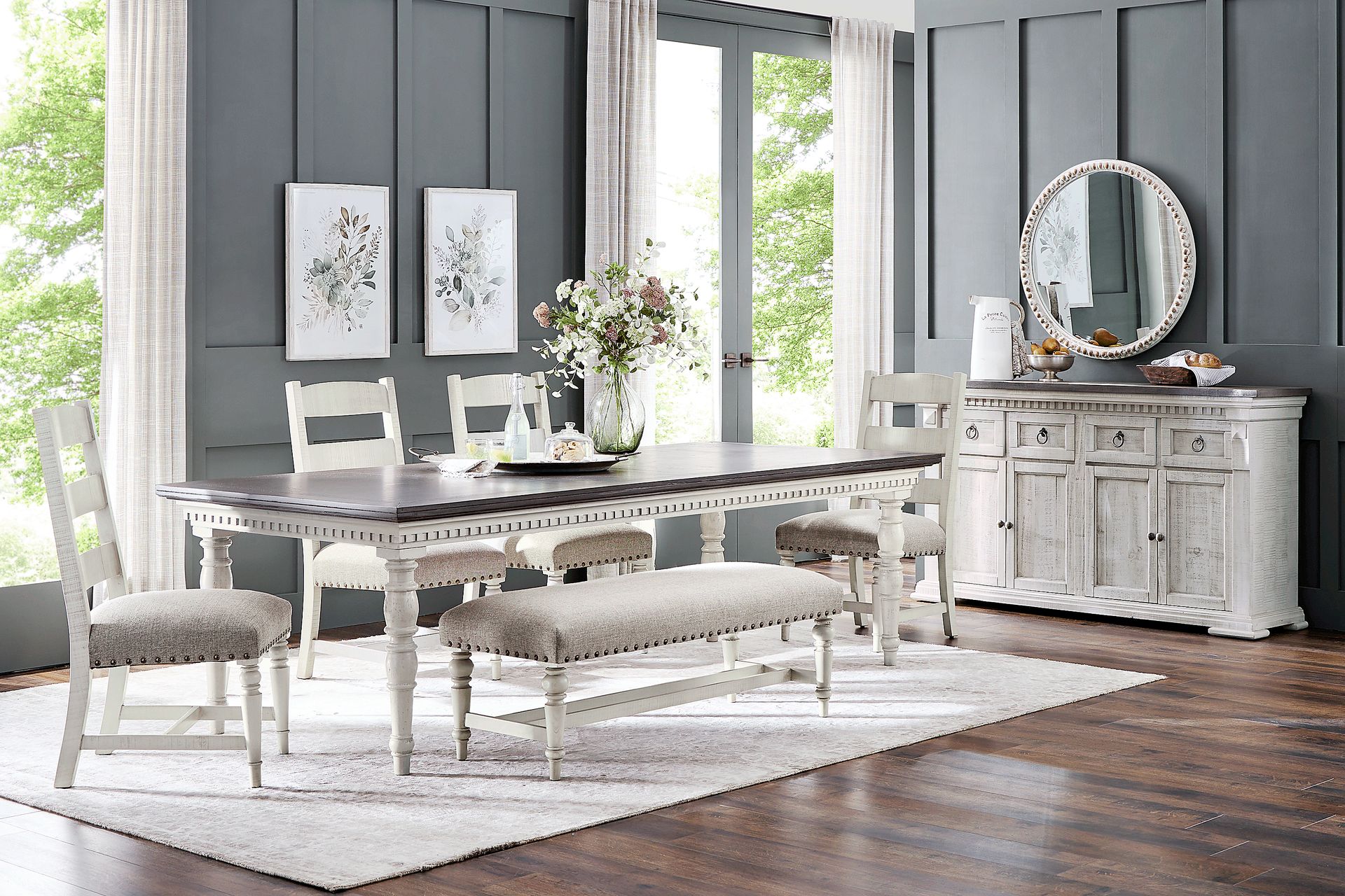 Crestwell Manor White 6 Pc 101 in. Dining Room - Image 1