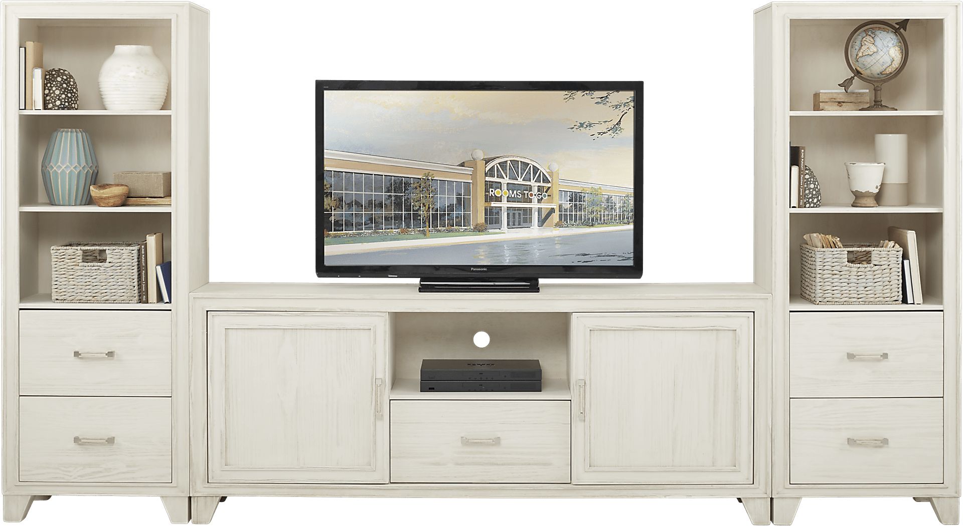 Crestwood Creek Ivory Light Wood,White 3 Pc Wall Unit | Rooms to Go