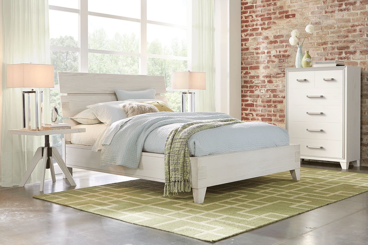 Crestwood Creek 5 Pc Ivory Light Wood,White King Bedroom Set With 3 Pc