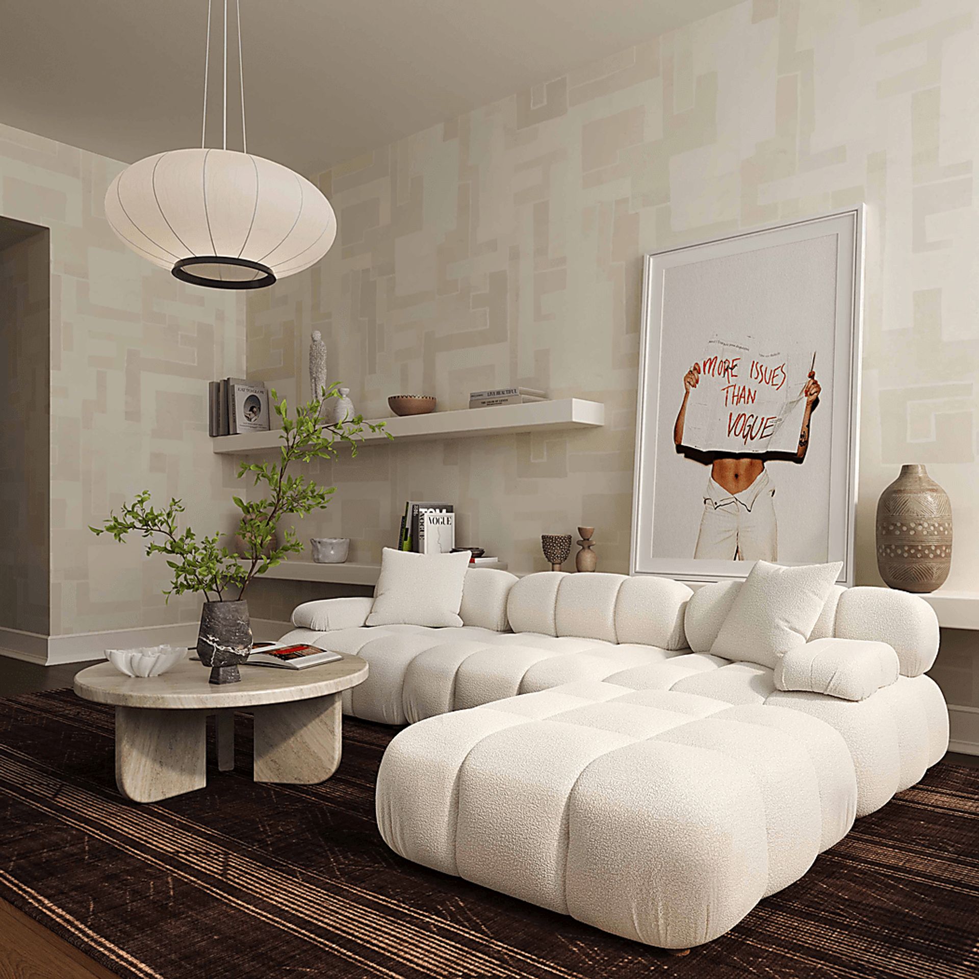 Crianza Cream Ottoman - Image 2