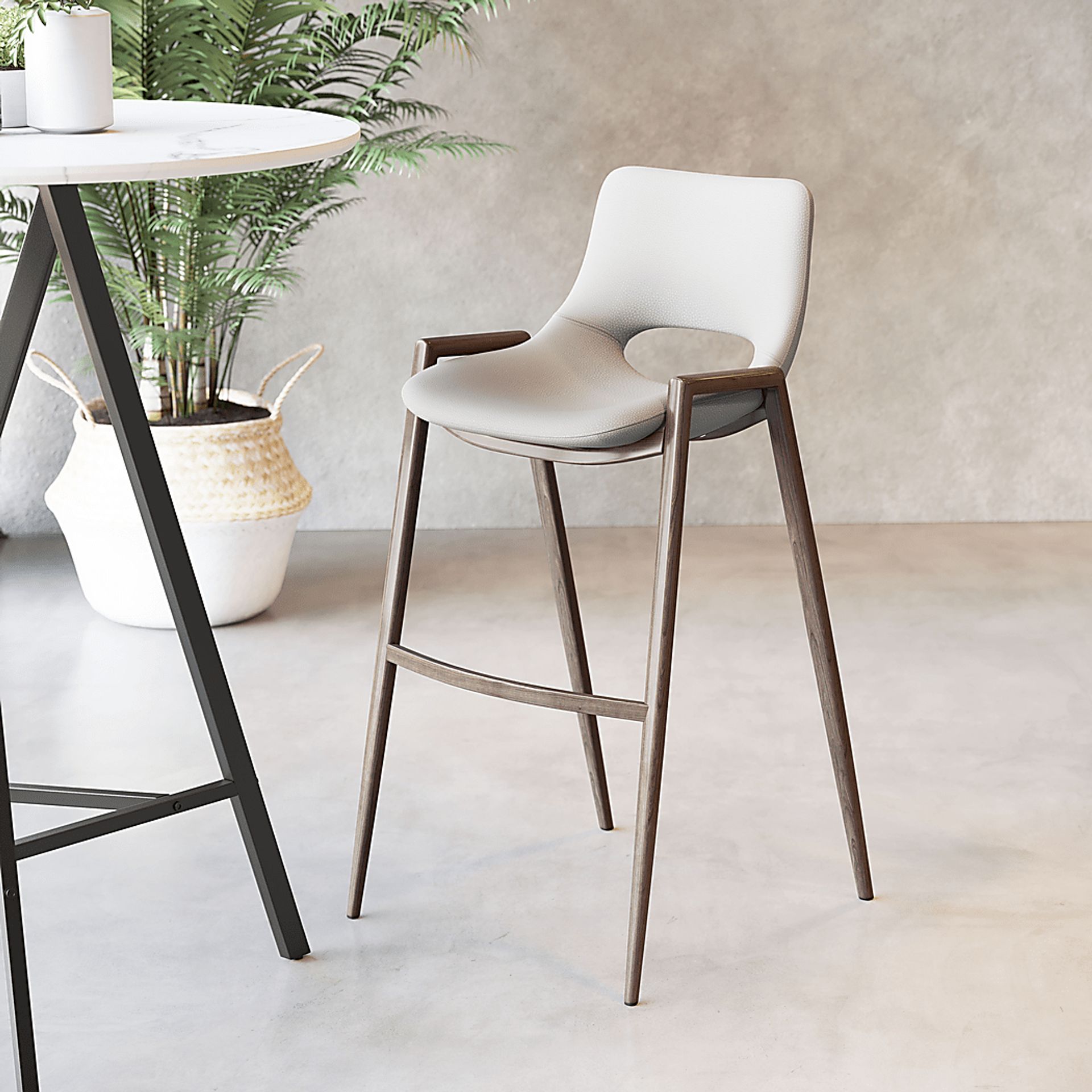 Cristway Beige Barstool, Set of 2 - Image 2