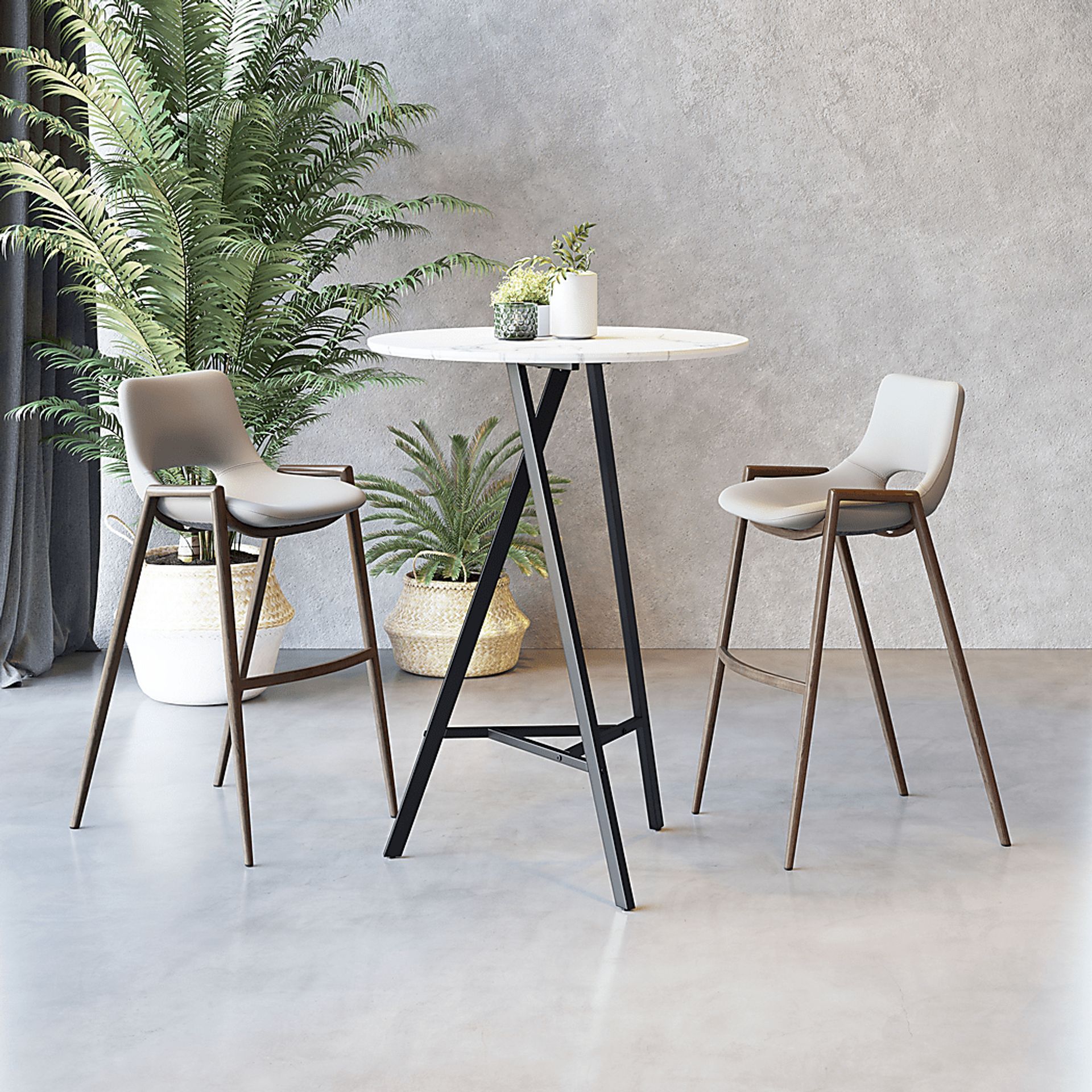 Cristway Beige Barstool, Set of 2 - Image 5