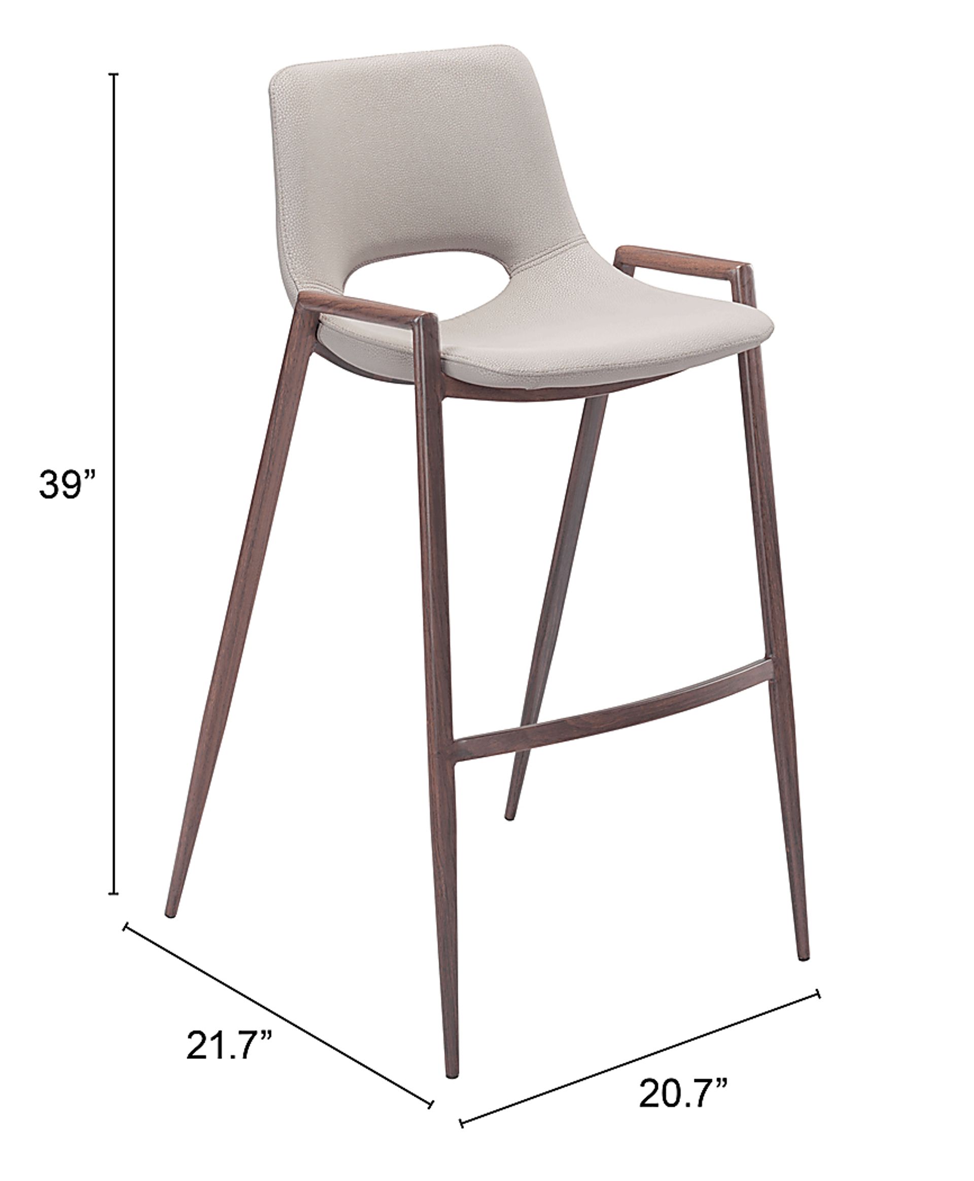 Cristway Beige Barstool, Set of 2 - Image 6