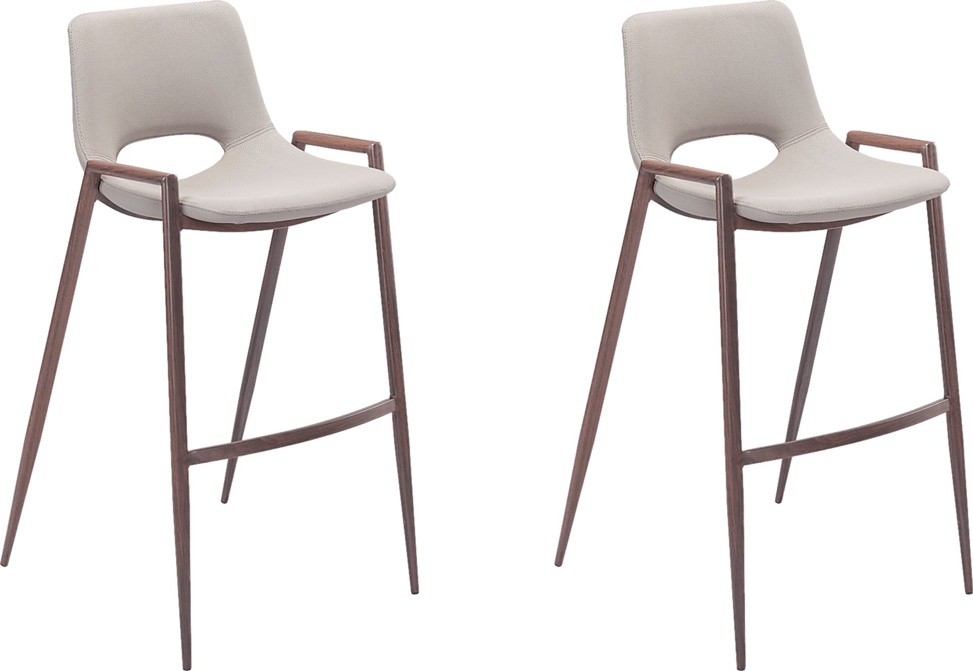 Cristway Beige Barstool, Set of 2 - Image 1