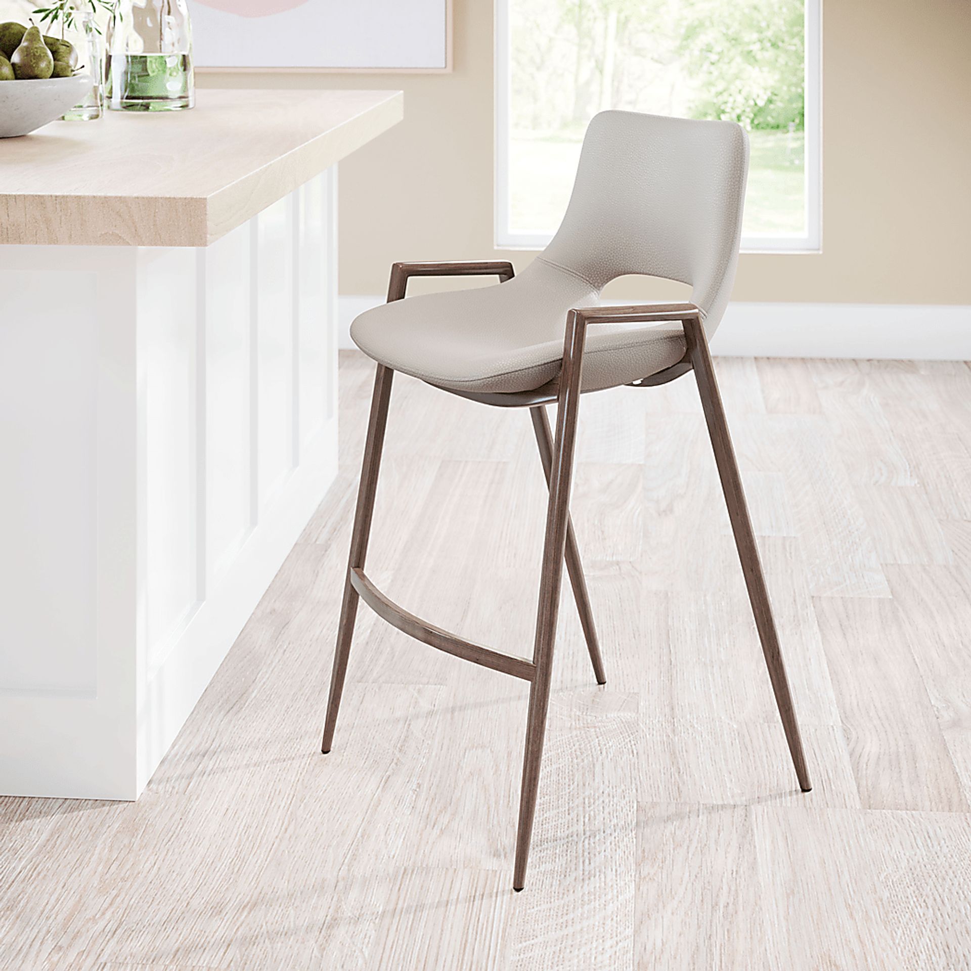 Cristway Beige Counter Stool, Set of 2 - Image 2