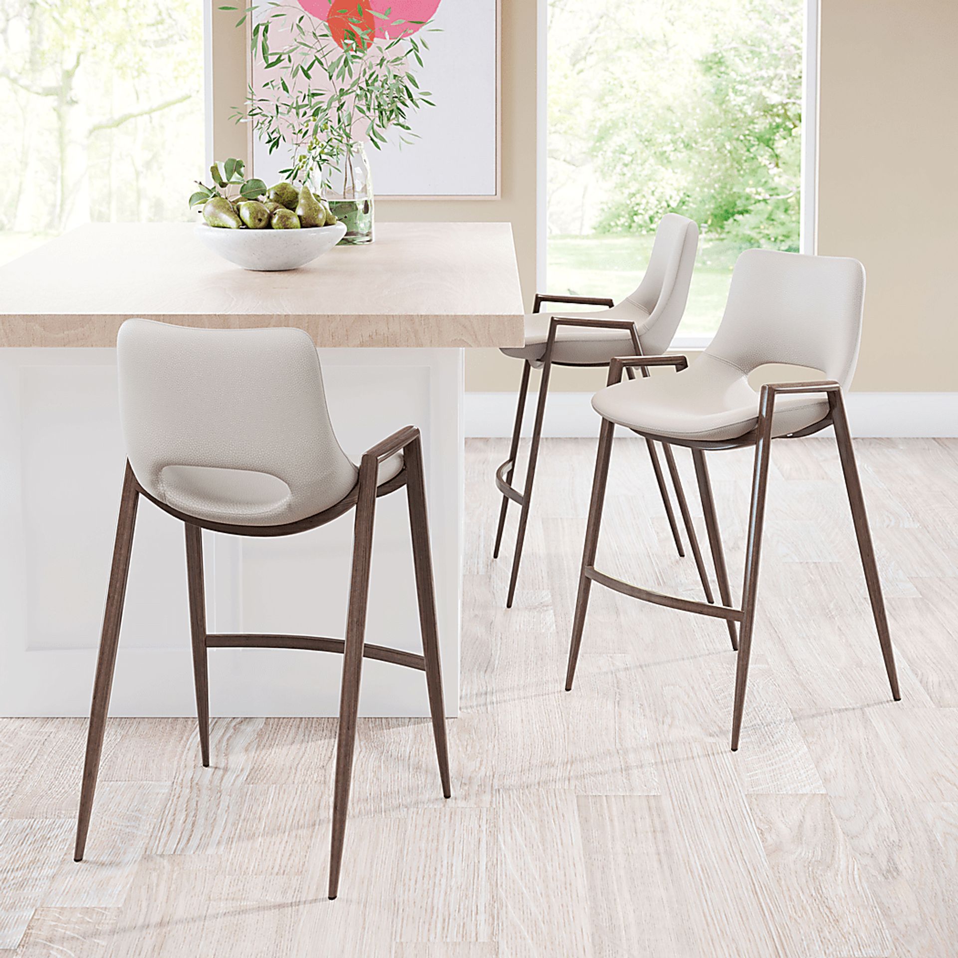 Cristway Beige Counter Stool, Set of 2 - Image 5