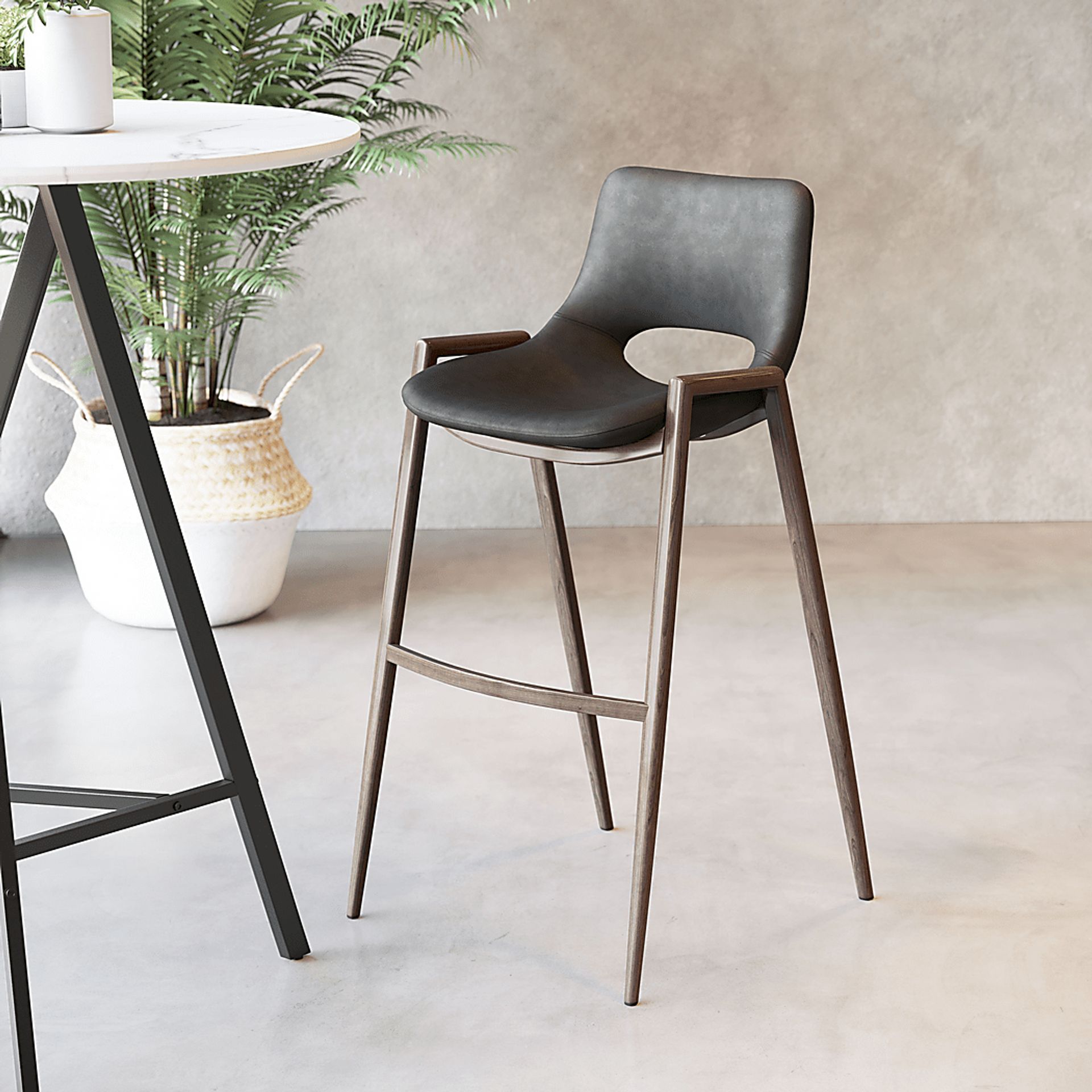 Cristway Black Barstool, Set of 2 - Image 2