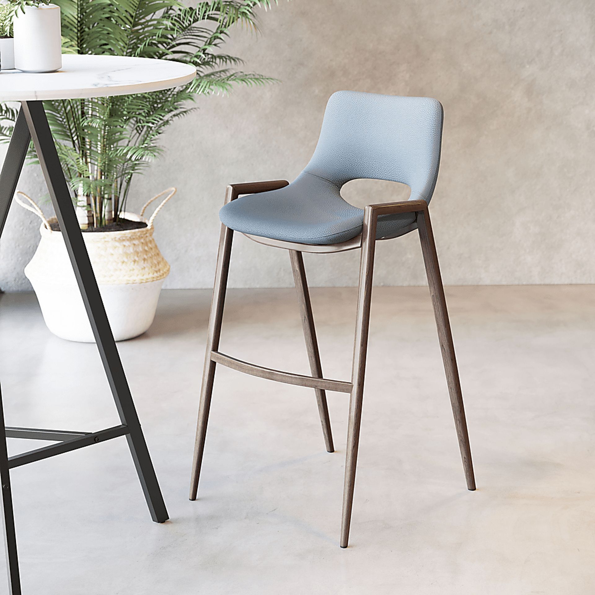 Cristway Gray Barstool, Set of 2 - Image 2