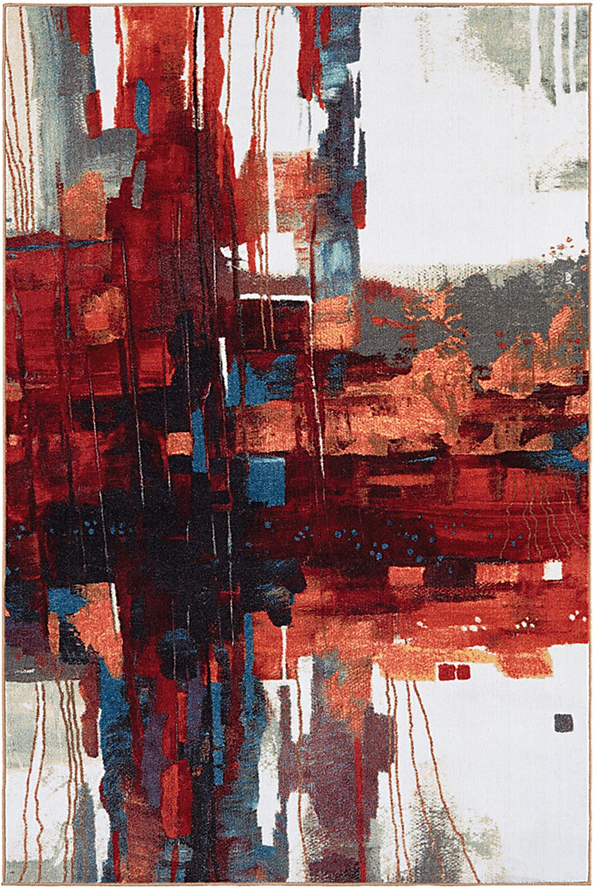 Crossed Collage Red Rug | Rooms to Go