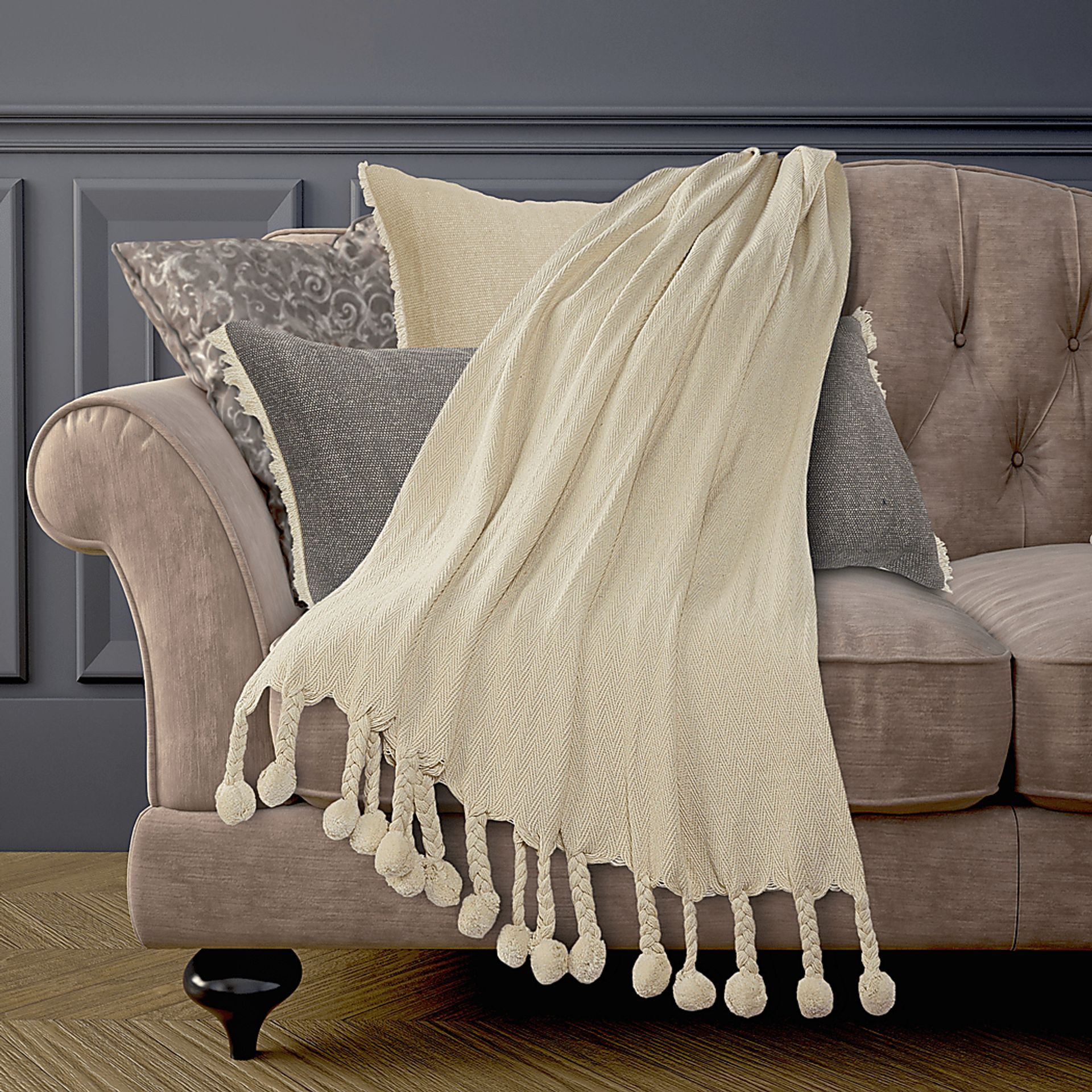 Crossmar Cream Throw Blanket - Image 2