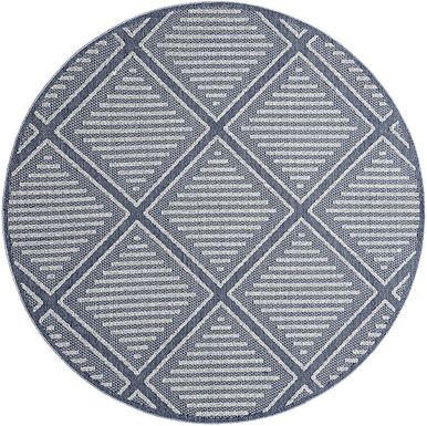Crosswinds Navy 7'10 Round Indoor/Outdoor Rug