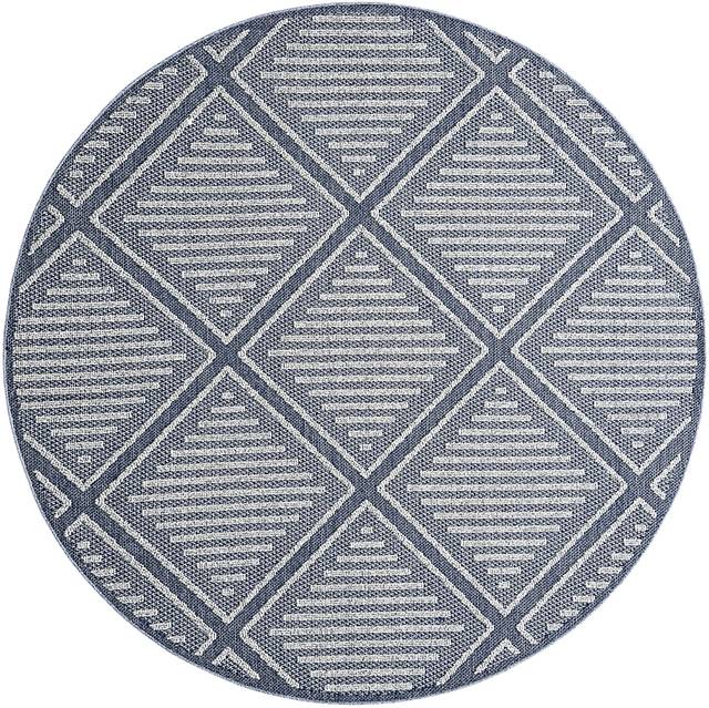 Crosswinds Navy 7'10 Round Indoor/Outdoor Rug - Thumbnail - Image 1
