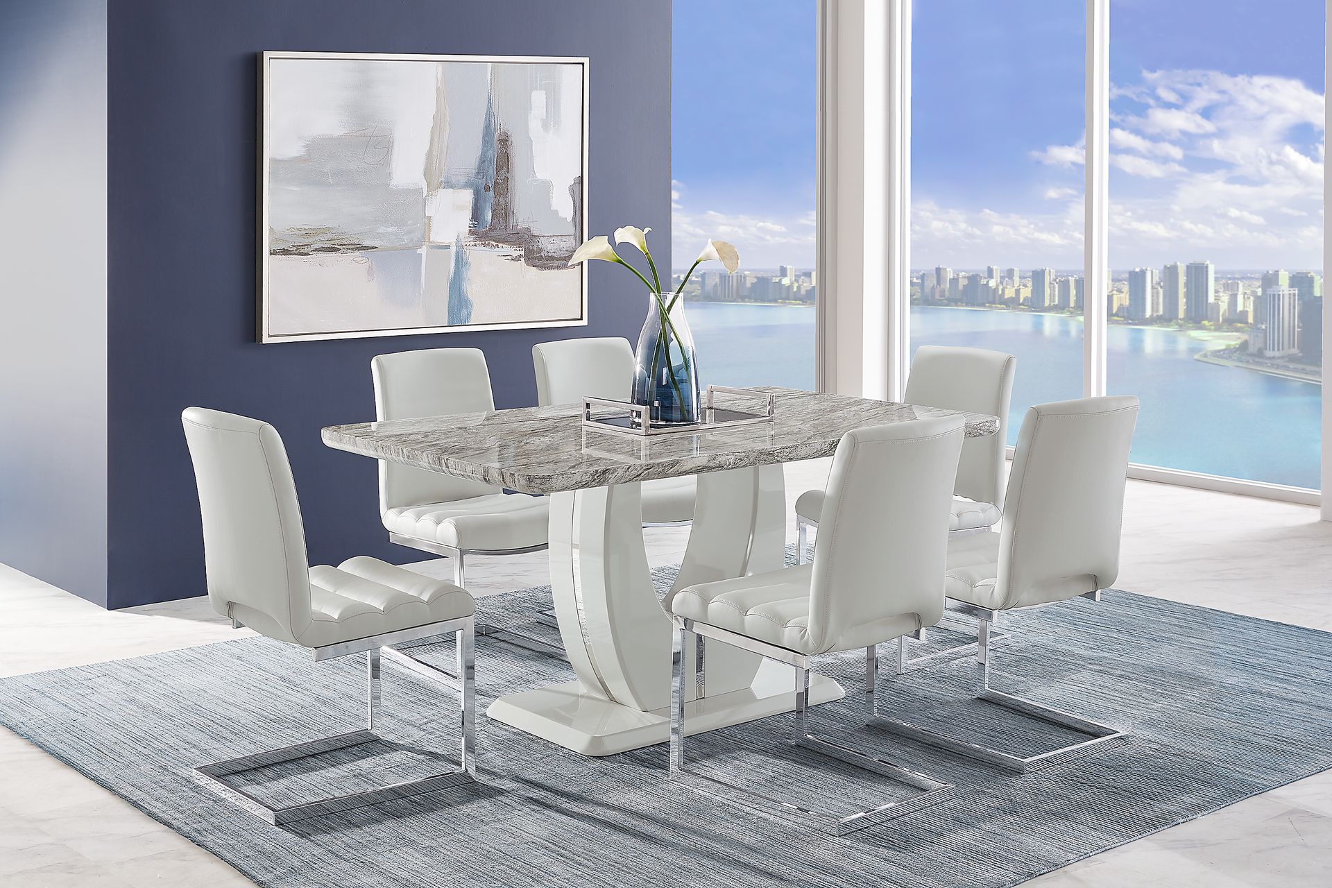Crown Court Light Gray Dining Table - Image 2