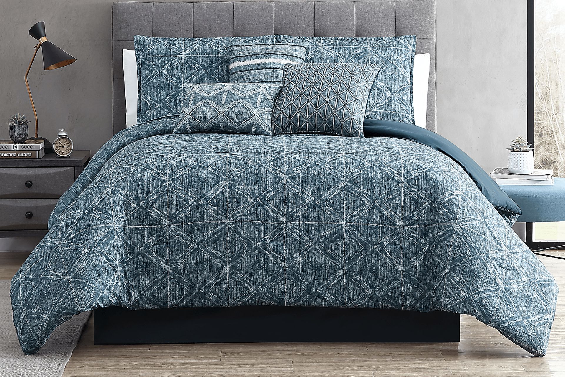 Croxton Blue 7 Pc King Comforter Set - Image 1