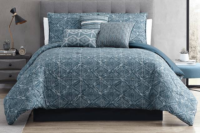 Croxton Blue 7 Pc Queen Comforter Set - Thumbnail - Image 1