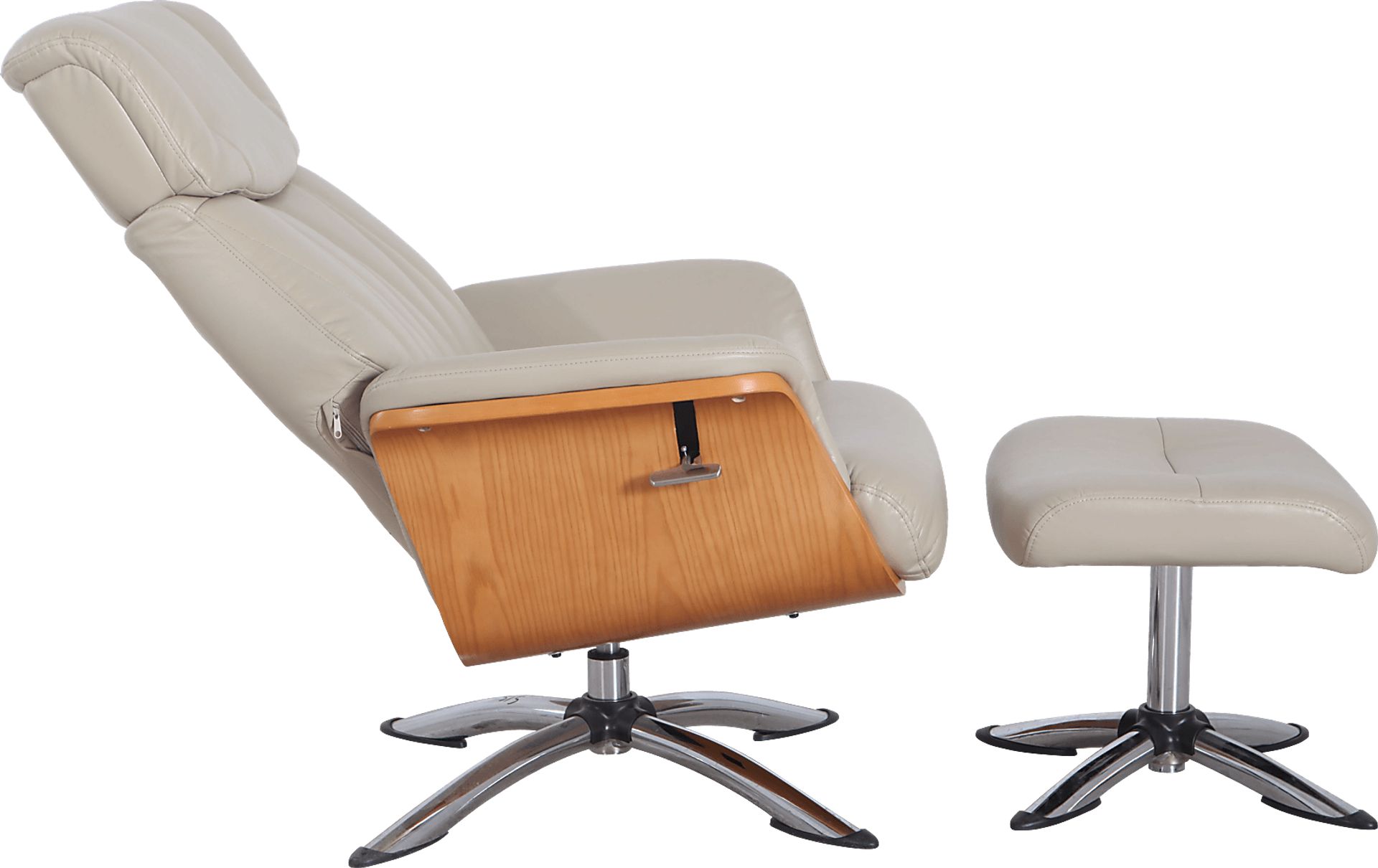 Crozat Beige Recliner and Ottoman - Image 3