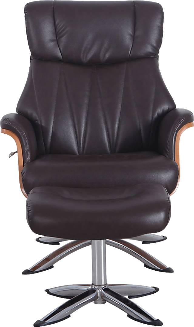 Crozat Espresso Recliner and Ottoman - Thumbnail - Image 1