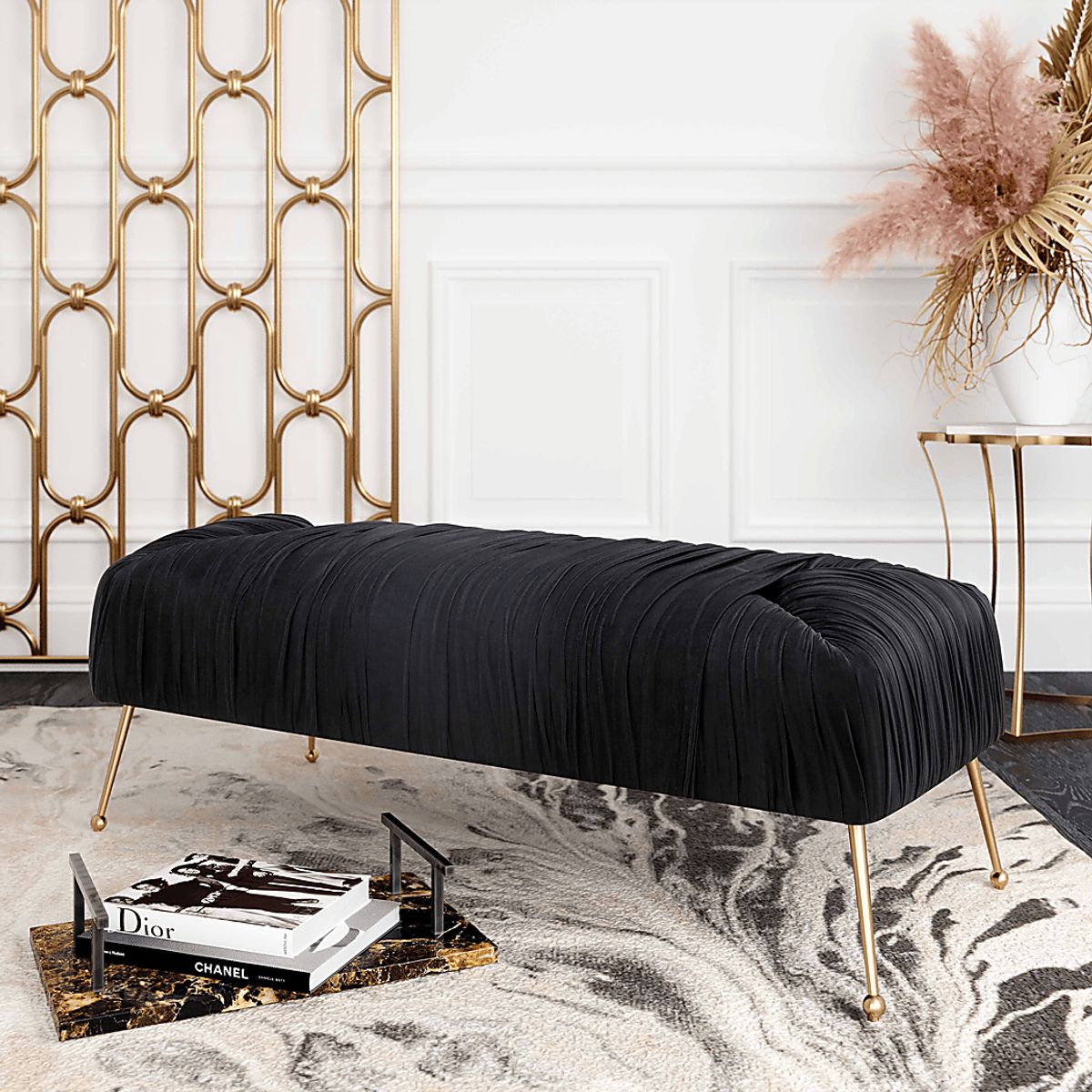 Crystaliesse Black Storage Bench | Rooms to Go