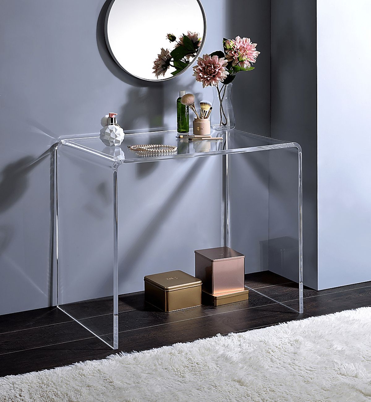 Crystalview Clear White Acrylic Fabric Desk | Rooms to Go