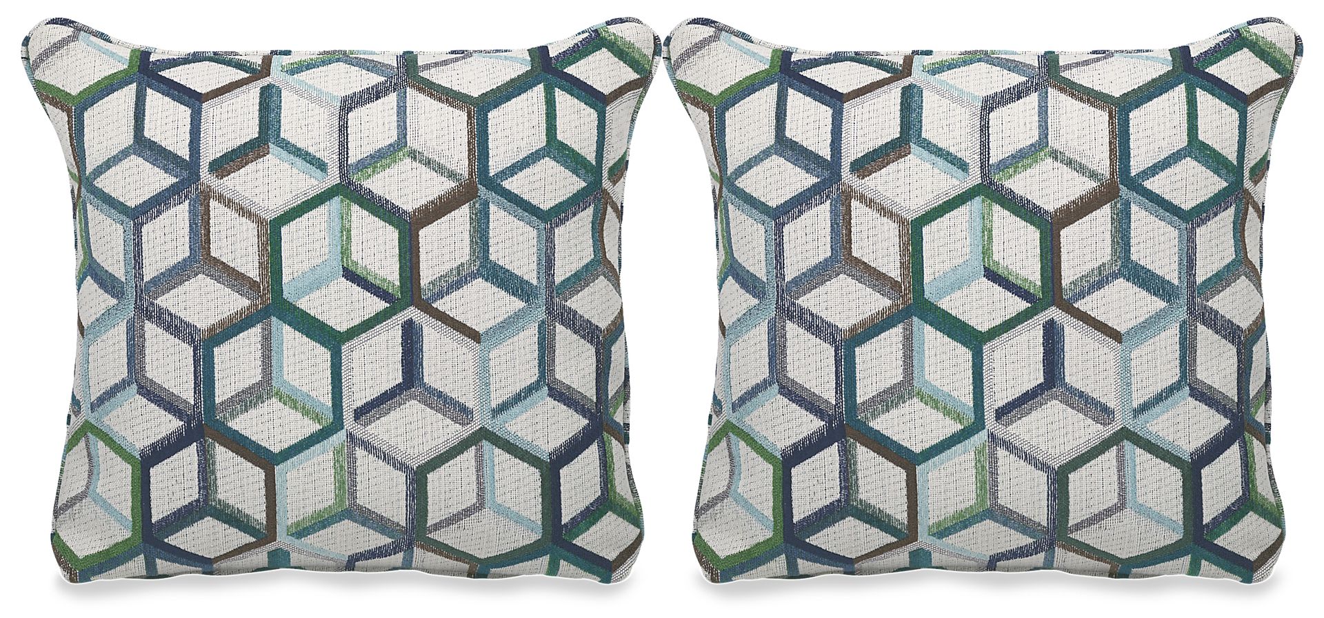 Cubism Emerald Accent Pillows (Set of 2) - Image 1