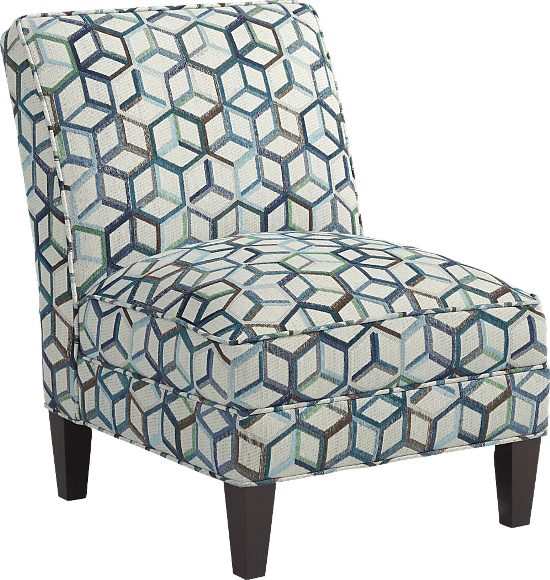Cubism Emerald Armless Accent Chair - Image 1
