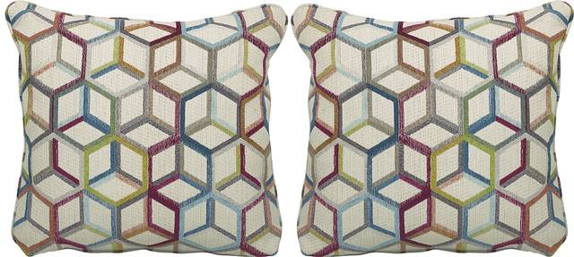 Cubism Fuchsia Accent Pillow (Set of 2) - Thumbnail - Image 1