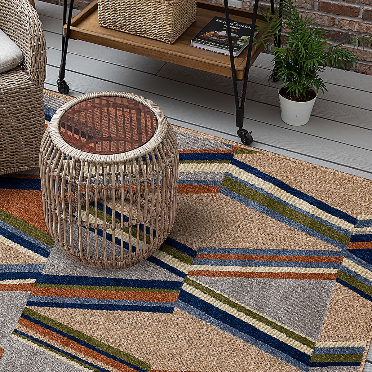 Cudsay Coast Beige,Blue,Rust Beige,Blue,Red Outdoor Rugs | Rooms to Go