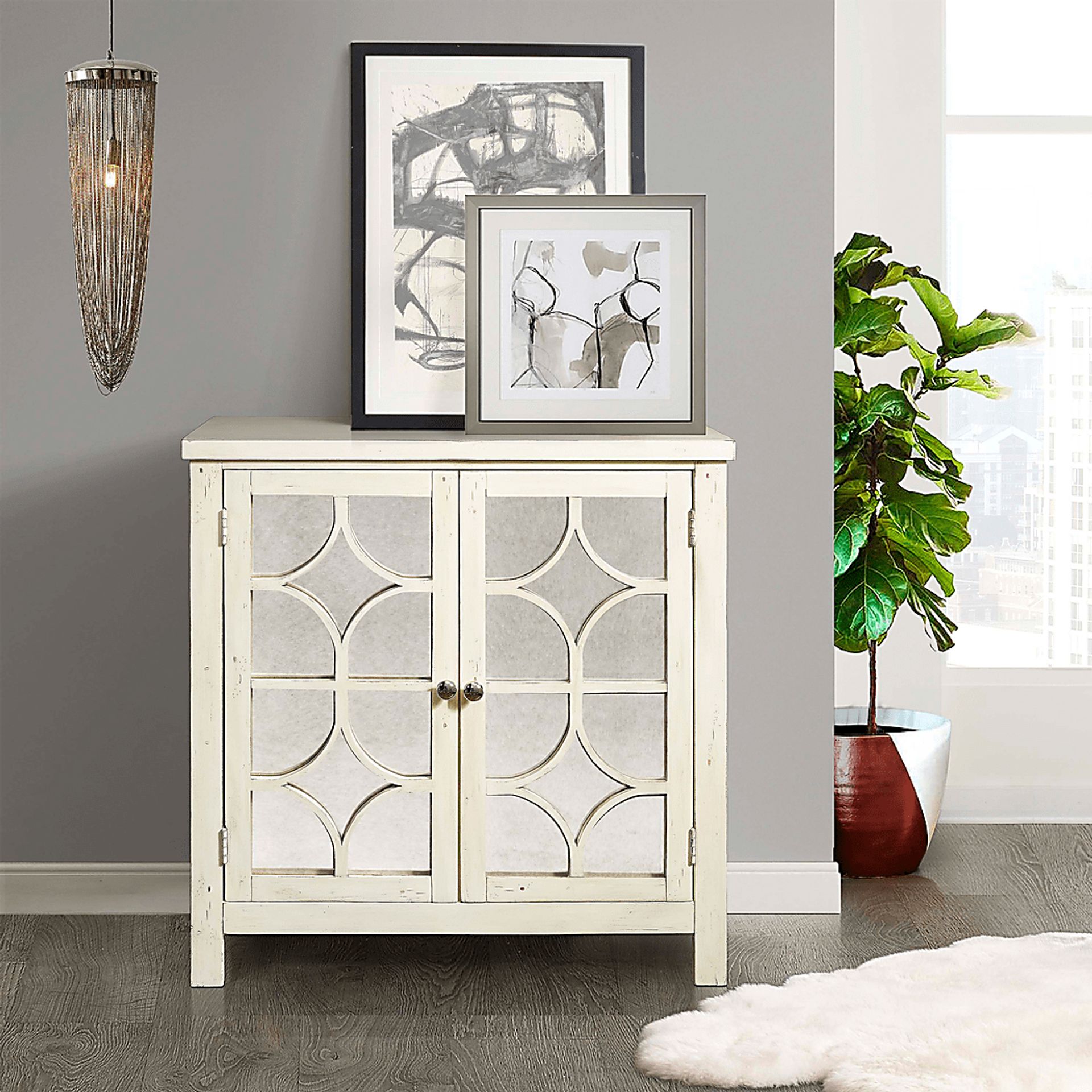 Cuthart Beige Colors,Light Wood,White Accent Cabinet | Rooms to Go