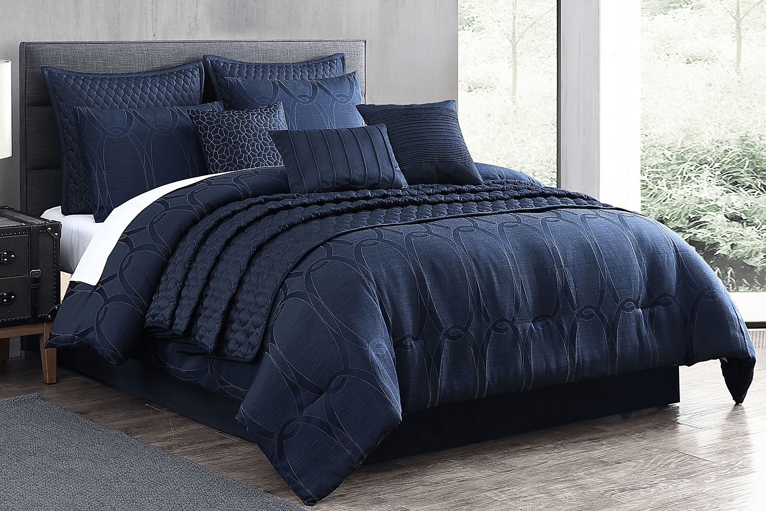 Cuthbert Navy 10 Pc Queen Comforter Set