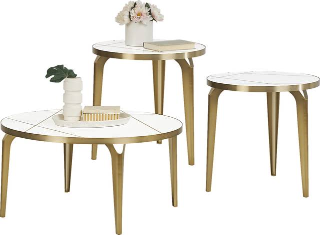 Cyntelli White 3 Pc Table Set - Thumbnail - Image 1