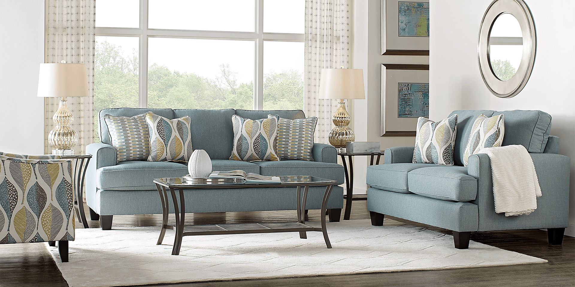Cypress Gardens Blue 5 Pc Living Room - Image 1