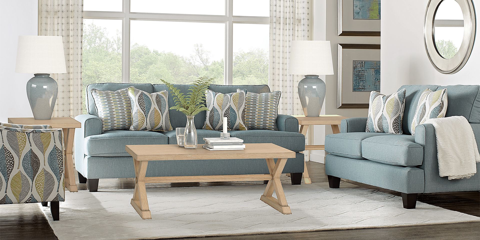 Cypress Gardens Blue 8 Pc Living Room - Image 1