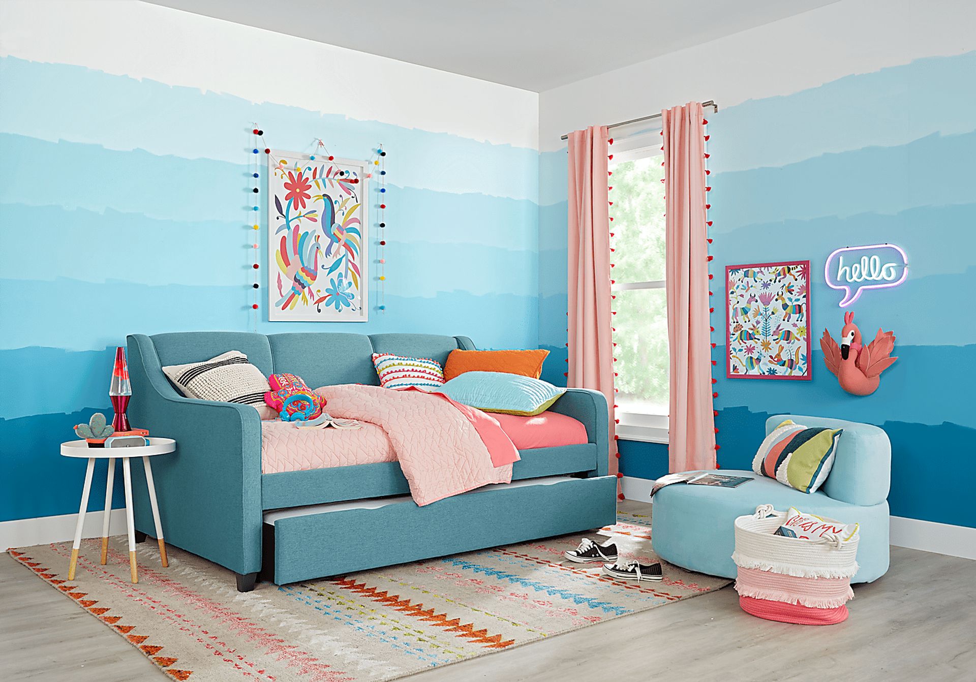 Daelan Blue Full Daybed with Twin Storage Trundle - Image 4