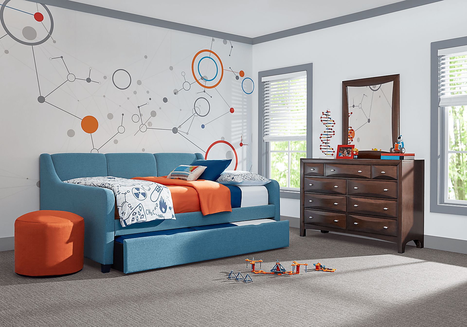 Daelan Blue Full Daybed with Twin Storage Trundle - Image 5