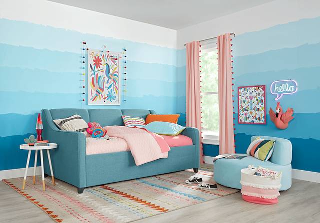 Kids Ivy League 2.0 Walnut 5 Pc Twin Bedroom with Daelan Blue Daybed - Thumbnail - Image 6
