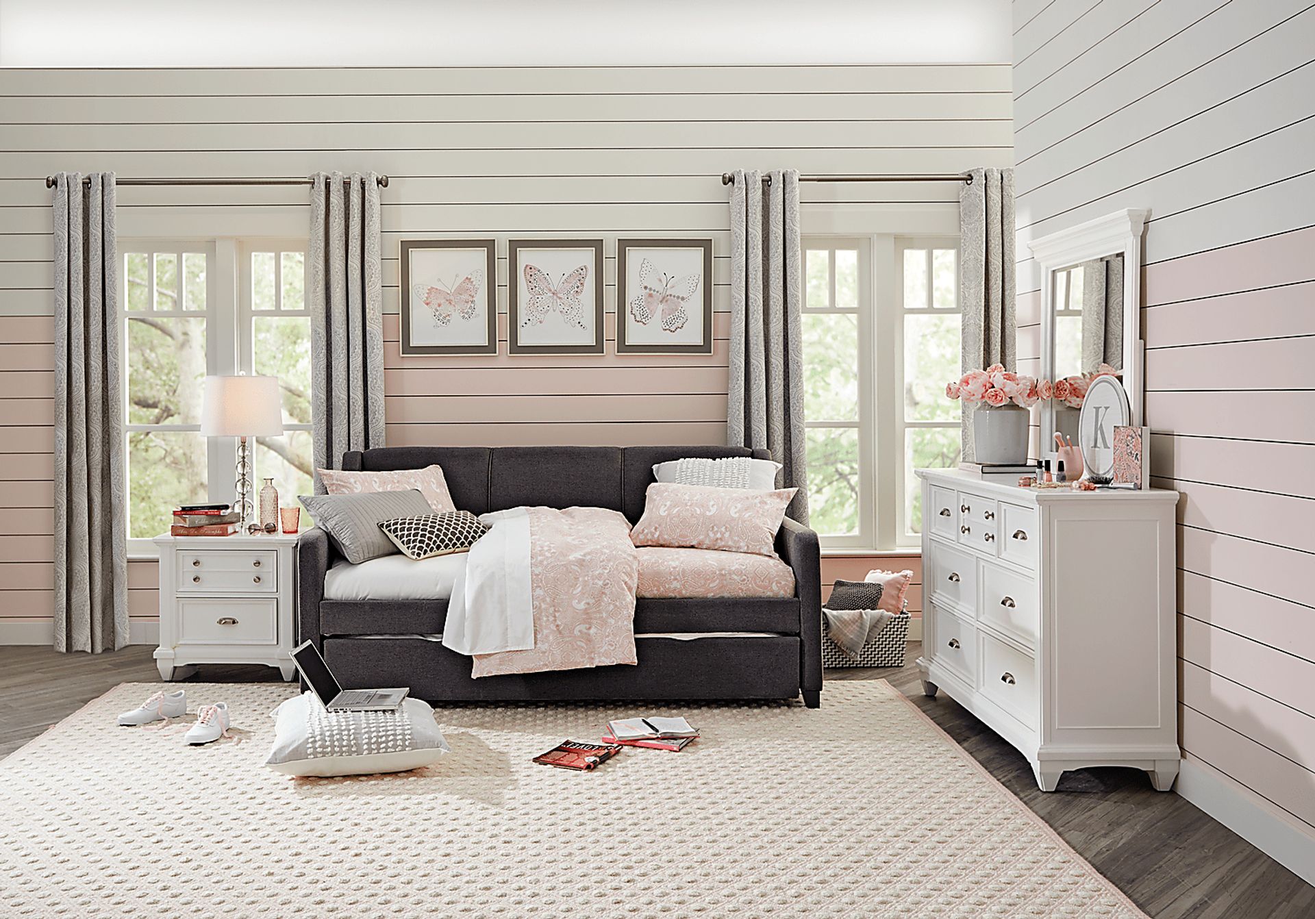 Daelan Dark Gray Twin Daybed with Twin Storage Trundle - Image 4