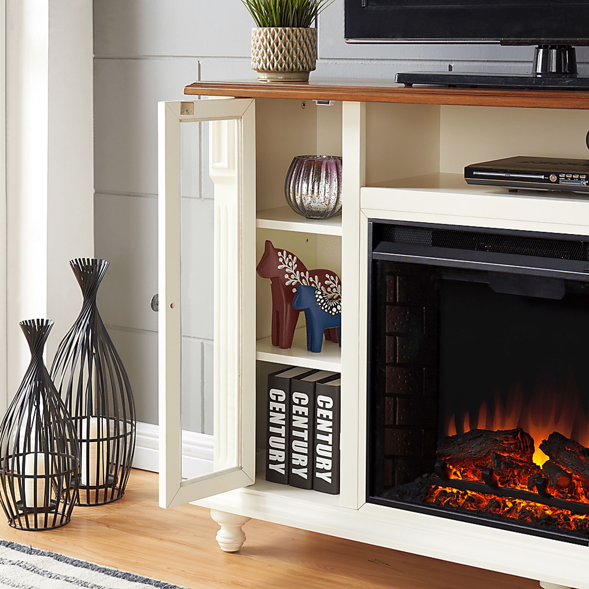 Dalecroft White 52 in. Console with Electric Fireplace - Image 2