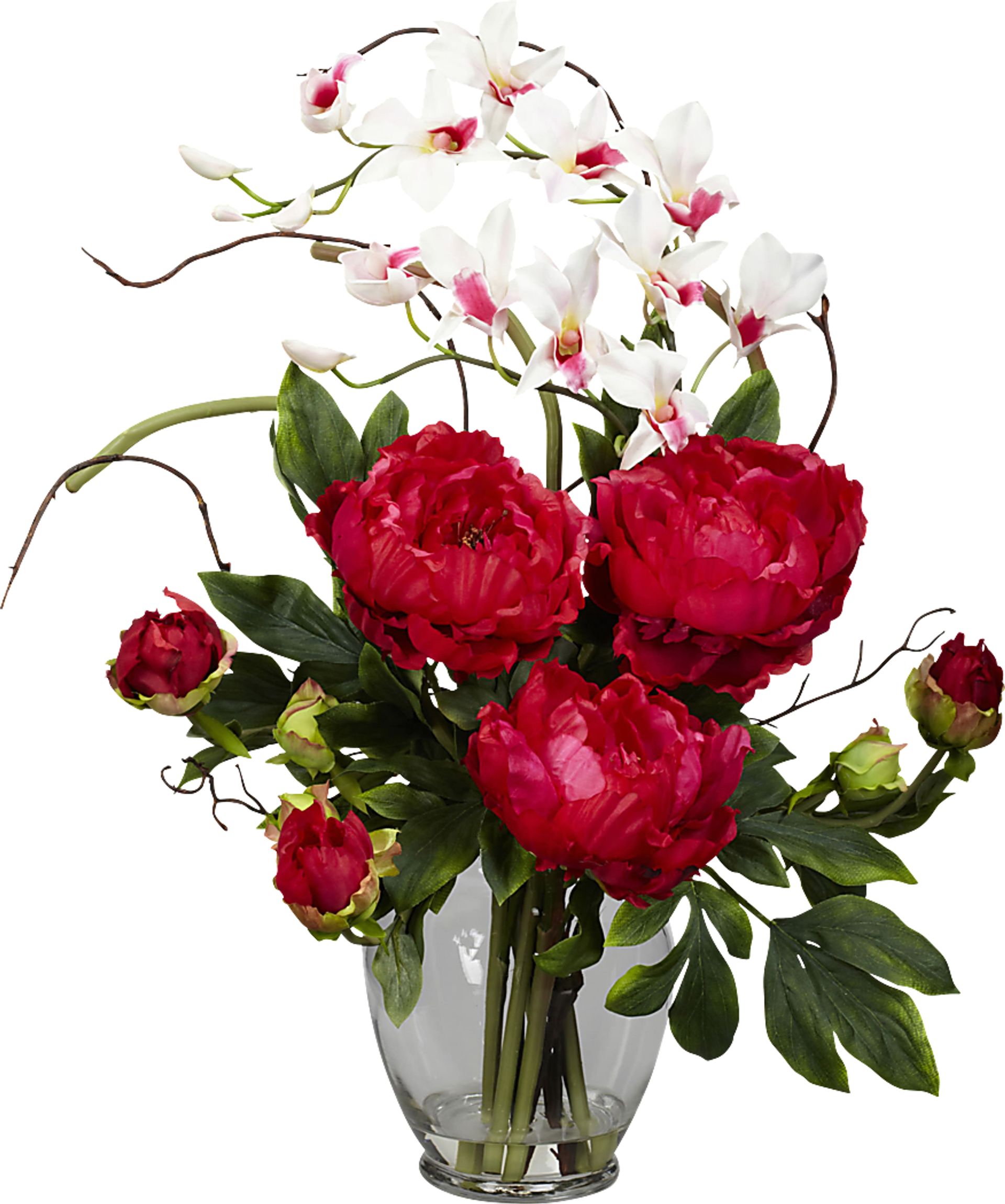 Daleigh Red Orchid and Peony Silk Floral - Image 1