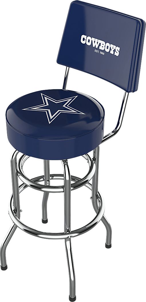 Dallas Cowboys Blue Swivel Barstool with Back - Thumbnail 2