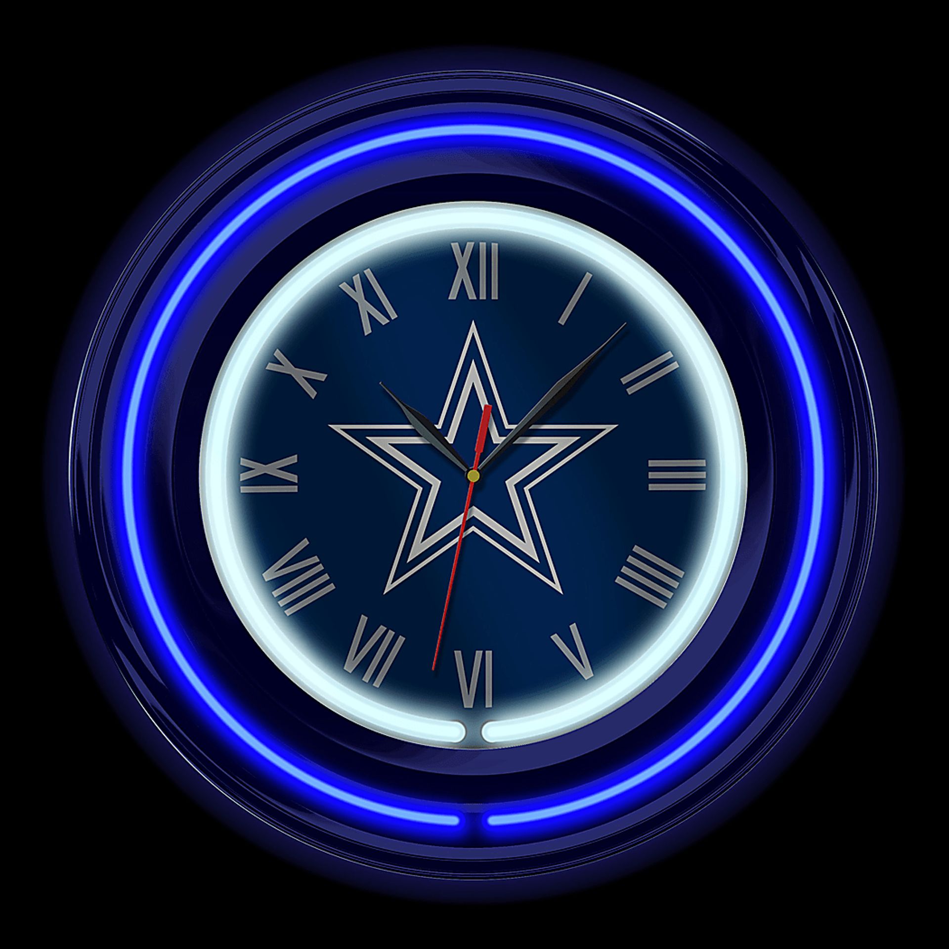 Dallas Cowboys Blue Neon Wall Clock - Image 3