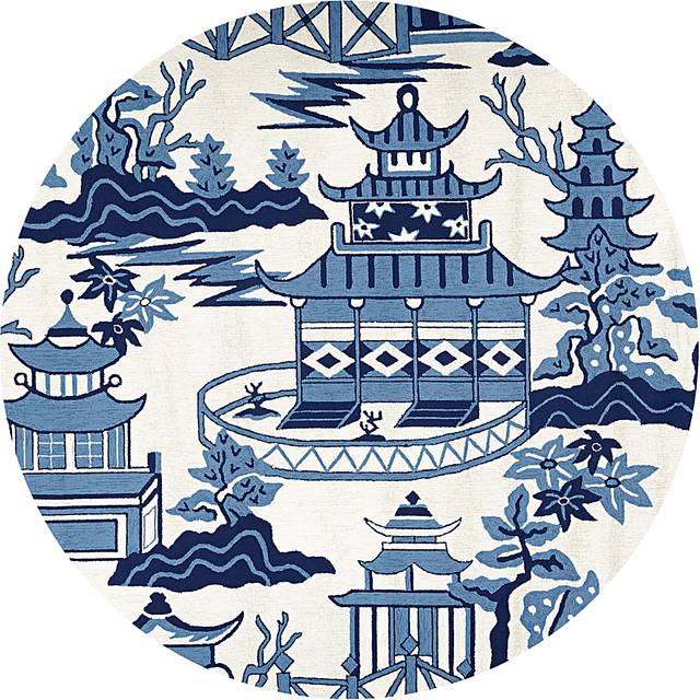 Dalston Dyce Blue 7'10 Indoor/Outdoor Round Rug - Thumbnail - Image 1