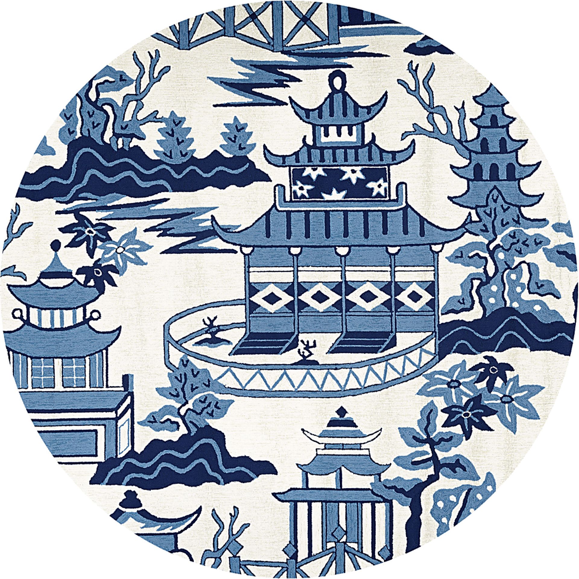 Dalston Dyce Blue 7'10 Indoor/Outdoor Round Rug - Image 1