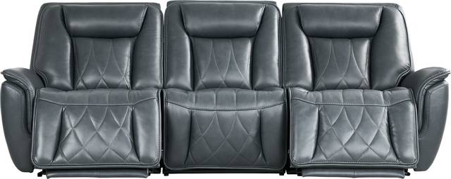 Dalton Blue Leather 3 Pc Triple Power Reclining Sectional - Thumbnail - Image 2