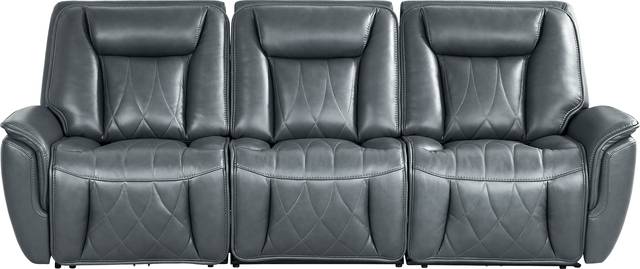 Dalton Blue Leather 3 Pc Triple Power Reclining Sectional - Thumbnail - Image 1