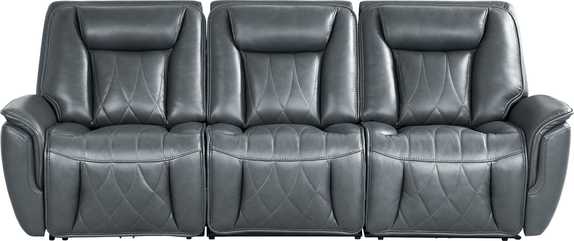 Dalton Blue Leather 3 Pc Triple Power Reclining Sectional - Image 1