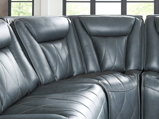 Dalton Blue Leather 8 Pc Triple Power Reclining Sectional Living Room - Thumbnail - Image 5