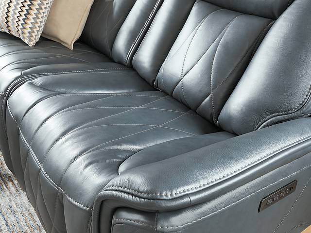 Dalton Blue Leather 8 Pc Triple Power Reclining Sectional Living Room - Thumbnail - Image 6