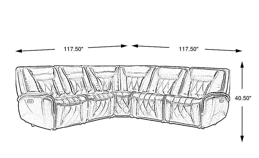 Dalton Leather 5 Pc Triple Power Reclining Sectional