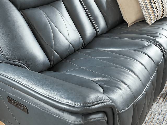 Dalton Blue Leather 9 Pc Triple Power Reclining Sectional Living Room - Thumbnail - Image 9
